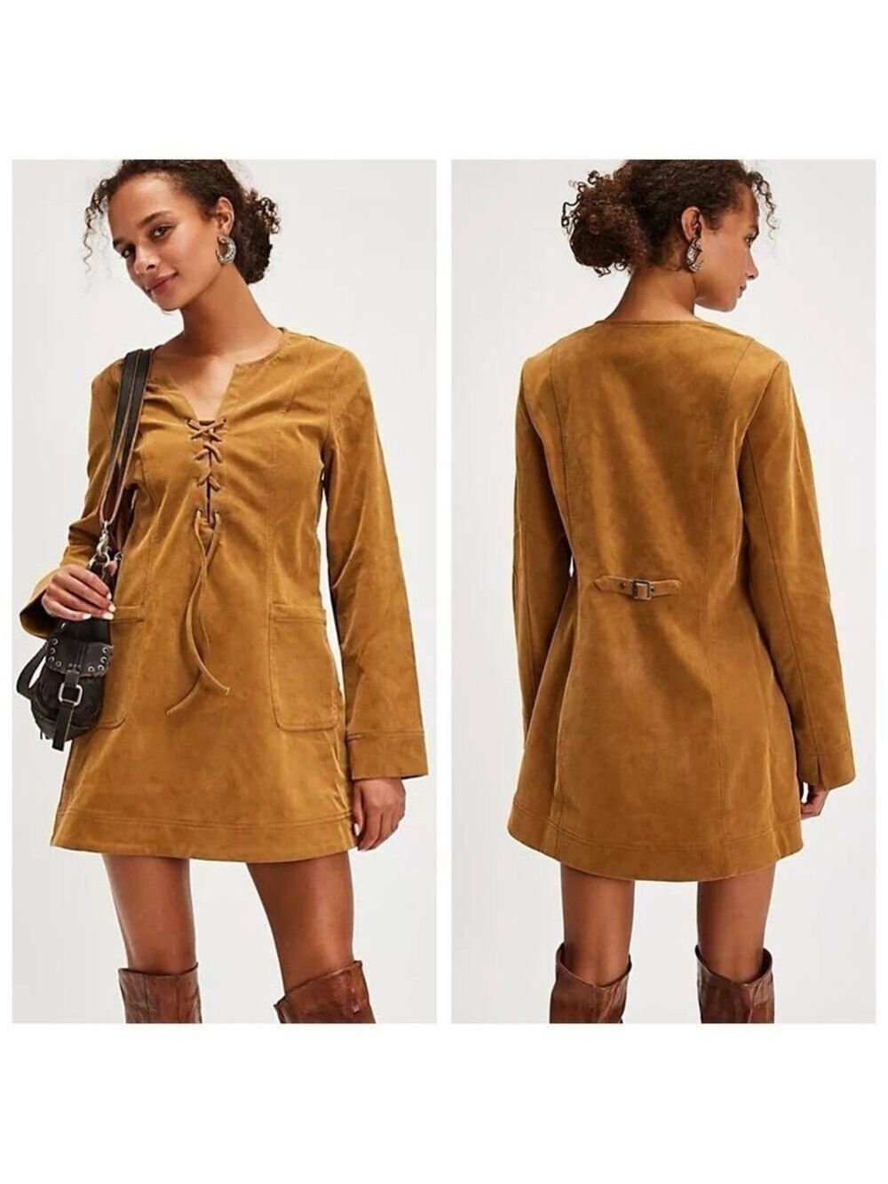 FREE PEOPLE Bradley Faux Suede Mini Dress Size S